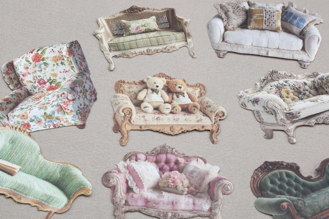 Sofa Sticker 15pcs Vintage Sofa Stickers | Felegant French-style Urniture White ...