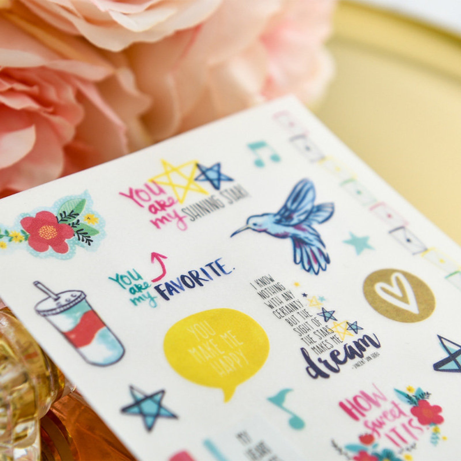 RUBON stickers life love bicycle happy themed Stickers Rub Etsy