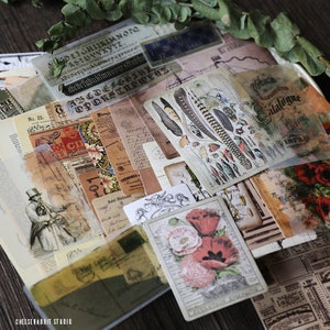 Vintage style ephemera set | 50pcs/pack retro junk journal kit pack, journal scrapbook, BS T03 su-l1