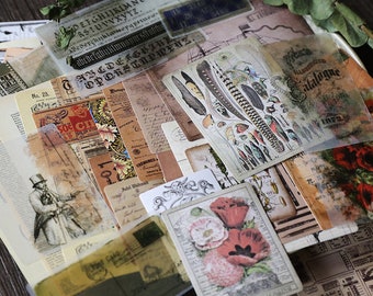 Vintage style ephemera set | 50pcs/pack retro junk journal kit pack, journal scrapbook, BS T03 su-l1