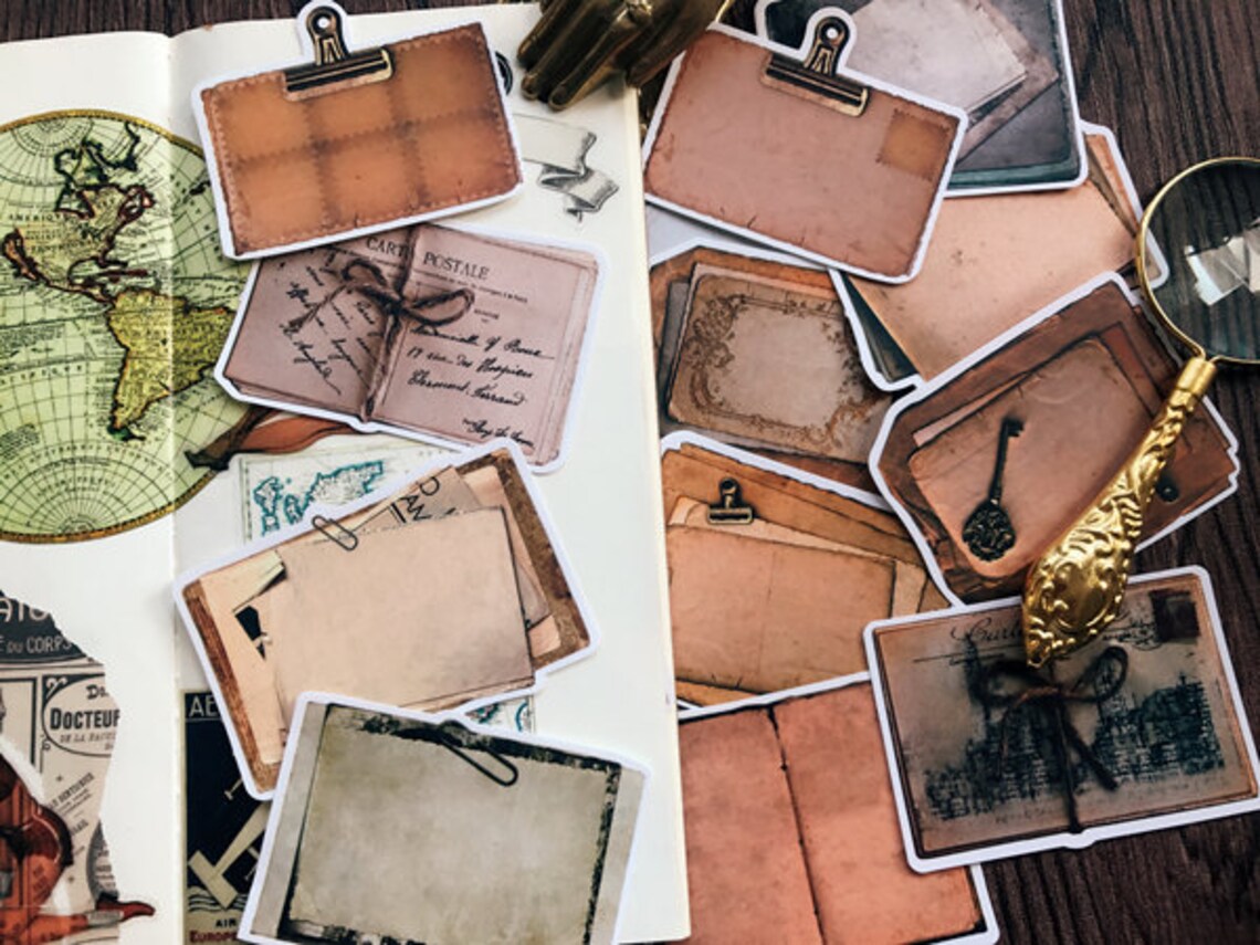 13pcs/pack Vintage Paper Notice Note Letter Themed Decorative Stickers ...