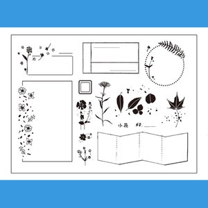 clear Stamp Set / Clear Stamps / leaves note notice leaf vine plant botanical message theme   m04 S29