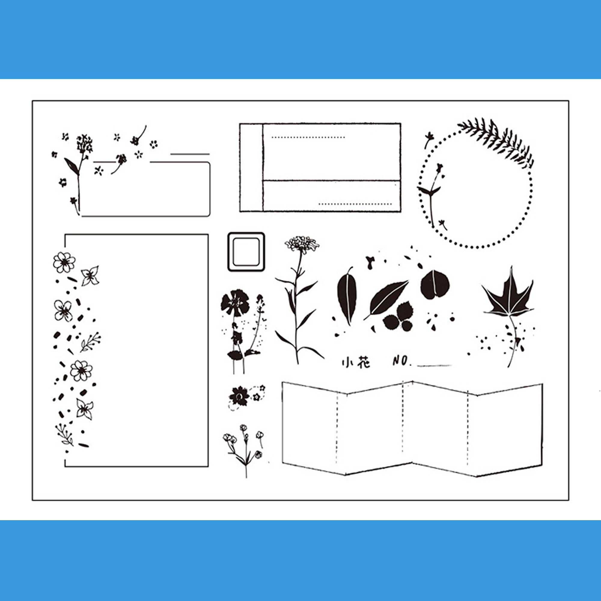 Clear Stamp Set / Clear Stamps / Leaves Note Notice Leaf Vine Plant ...