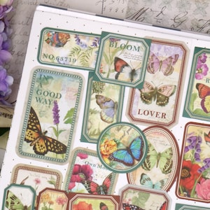 flower butterfly washi stickers | flower butterfly label style themed Decorative Stickers, Die Cut Stickers BE-2