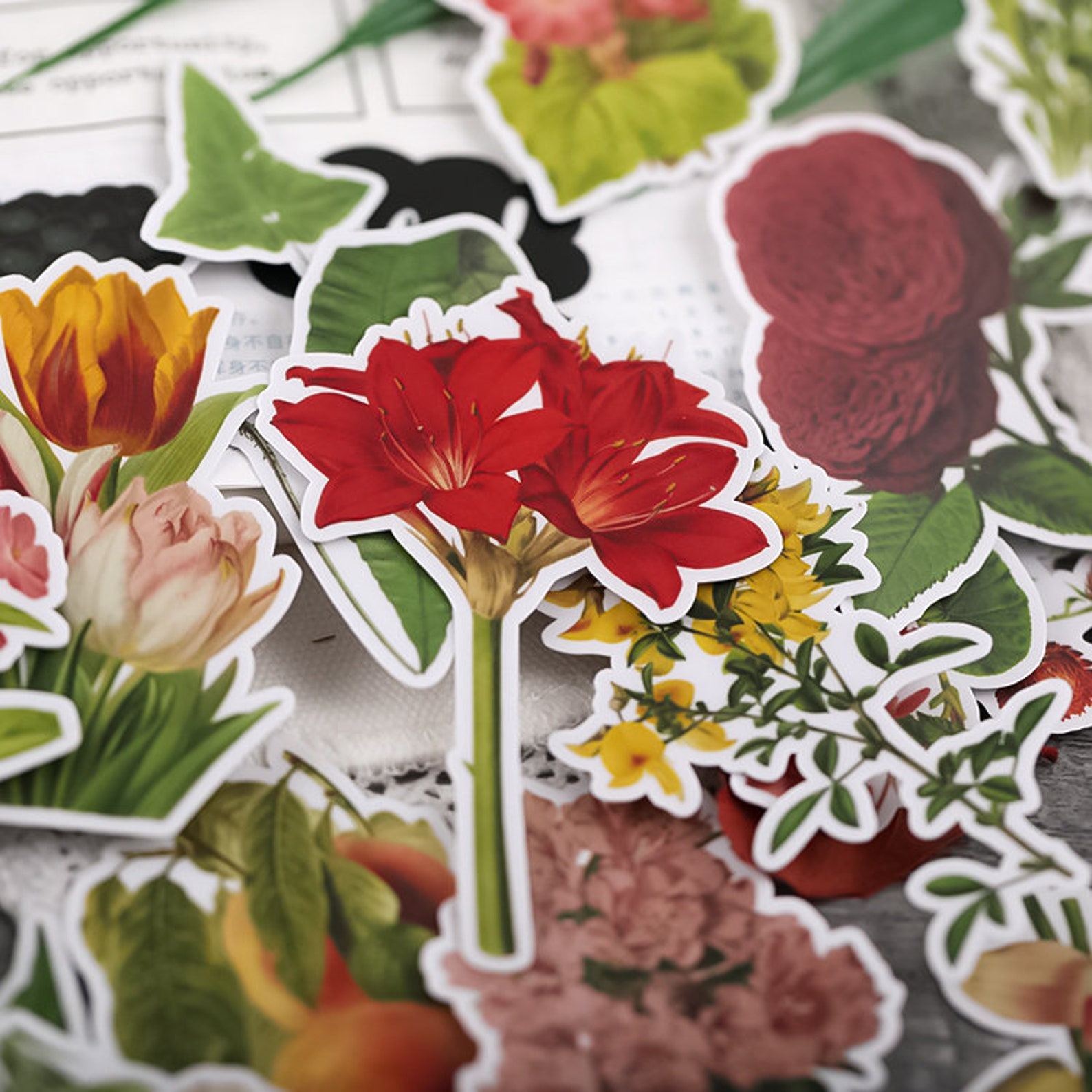 Vintage Floral Stickers Flower Rose Floral Plants Themed Etsy