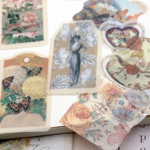 花の和紙ステッカー｜花のアート絵画柄をテーマにしたステッカー ジャンクジャーナル tzb-S2