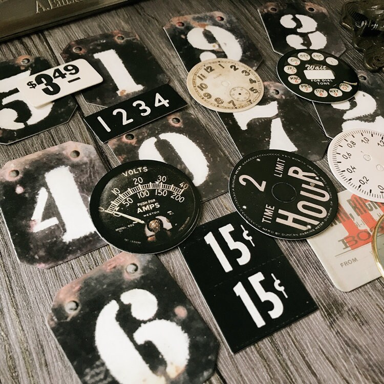 Vintage Number Clock Dial Number Ephemera Pack Themed