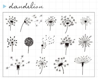 Dandelion Themed transparent Stamp / Leaves Flowers / Botanicals Rubber Stamp / Dandelion Puff s03