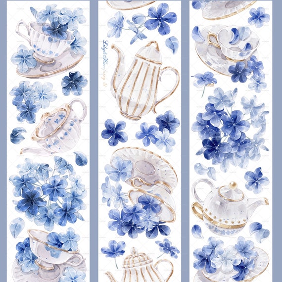 Magical Flowers Blue Washi Tape — Marigona Suli