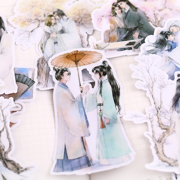 Asian LGBTQ comic love stickers | Chinese ancient Cartoon anime comic boy gay love themed Stickers, ML05