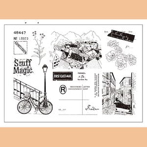 clear Stamp Set / Clear Stamps / travel city view sightseeing attraction mail tourist Transparent Stamp S34