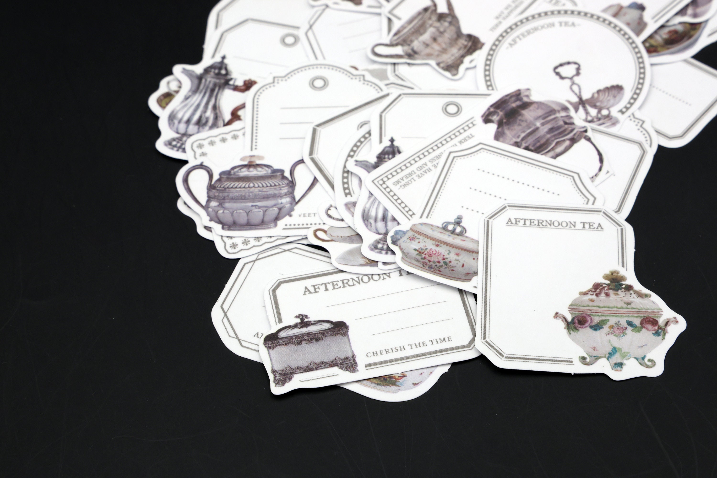 Tea Kettle Sticker Teapot Label Stickers | Washi Sticker Tea Kettle Antique Dinnerware ...