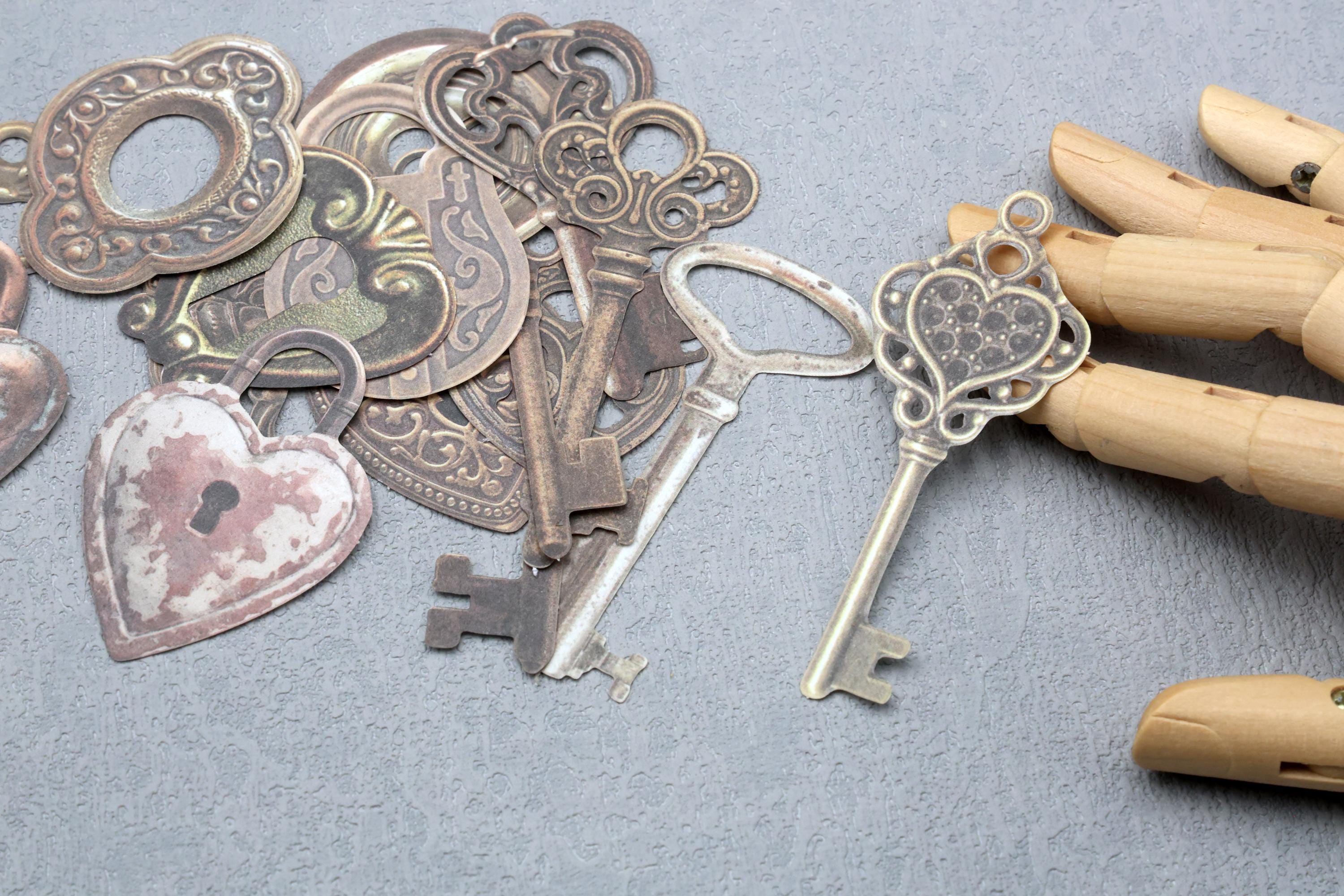 Retro Key Lock Stickers, Metal Lock Key Stickers White Matte Stickers ...