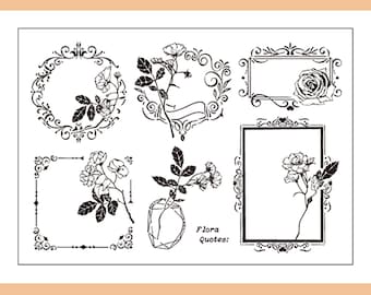 Clear Stamp Set / Clear Stamps / Flower Plant Branches and Leaves ...