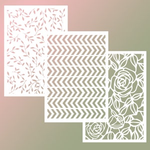 stencil / fiore foglie foglia botanica geometria floreale forma casuale Stencil / Stencil artistico fai da te L08 w1