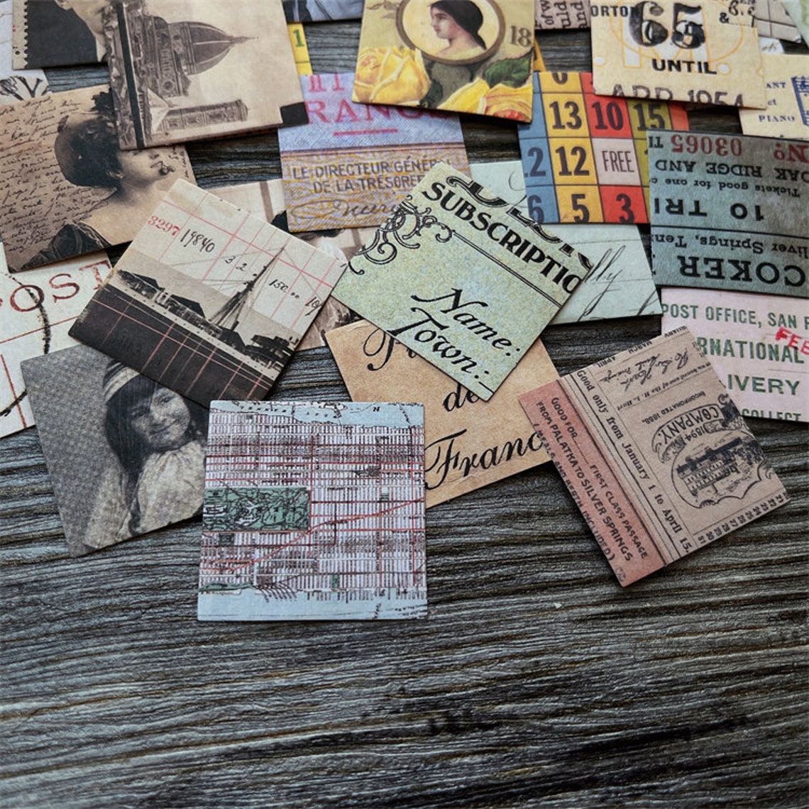 Vintage Receipt Collage Stickers- Collage Sticker Receipt Style ...
