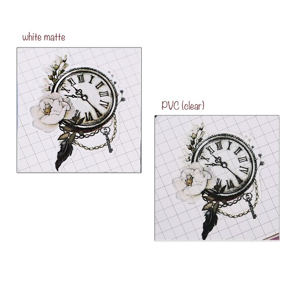15Pcs Retro Floral Watch Clock Vintage Stickers Junk Journal