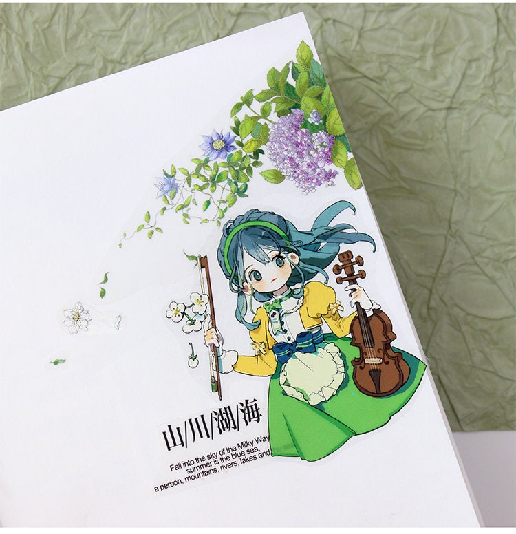 ハニーガール　PETテープ Cute Sunny Girl PET Tape Washi Tape｜kawaii Girl Flower M04 Wt-12