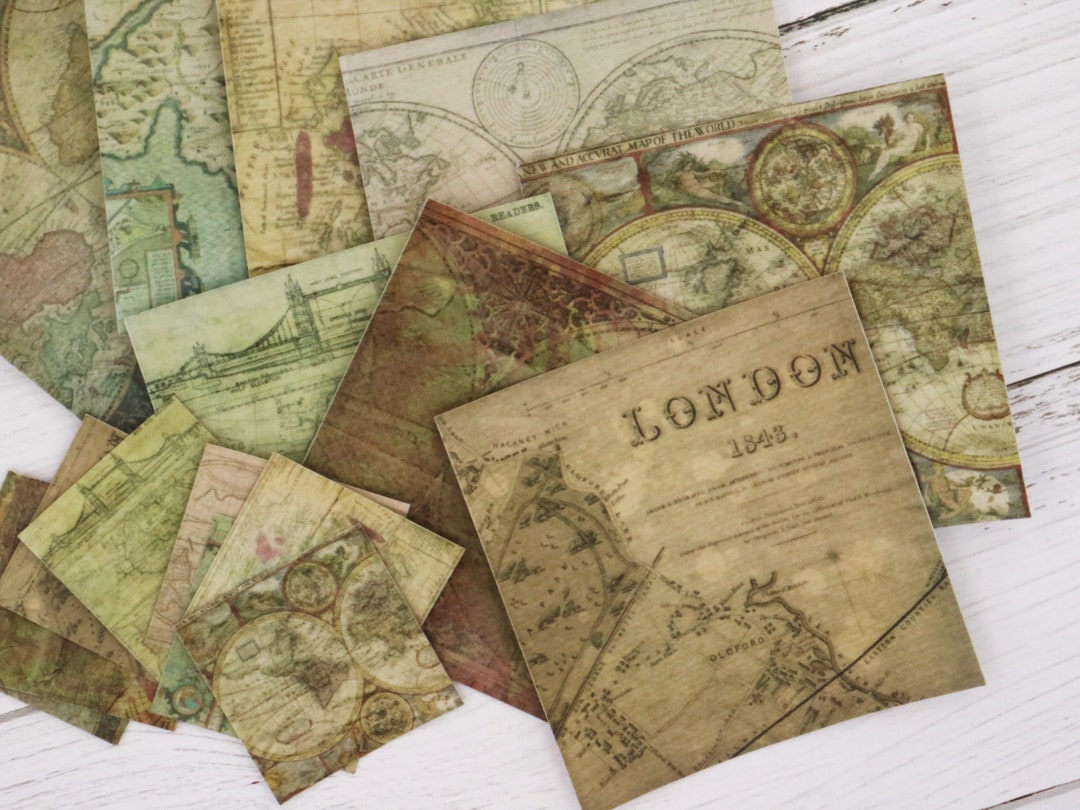 Vintage Map Stickers | Vintage World Map Background Paper Stickers ...