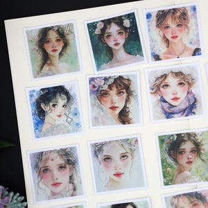 Cute Girl floral portrait stickers | beautiful Girls portrait themed Stickers, Die Cut Stickers, ML05