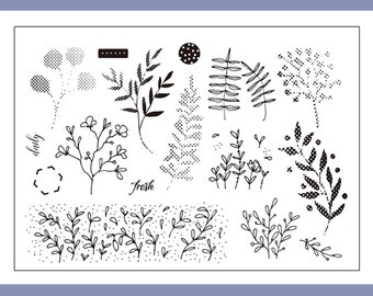 clear Stamp Set / Clear Stamps /pixel plante Branches et feuilles thème Transparent Stamp sale09 S25