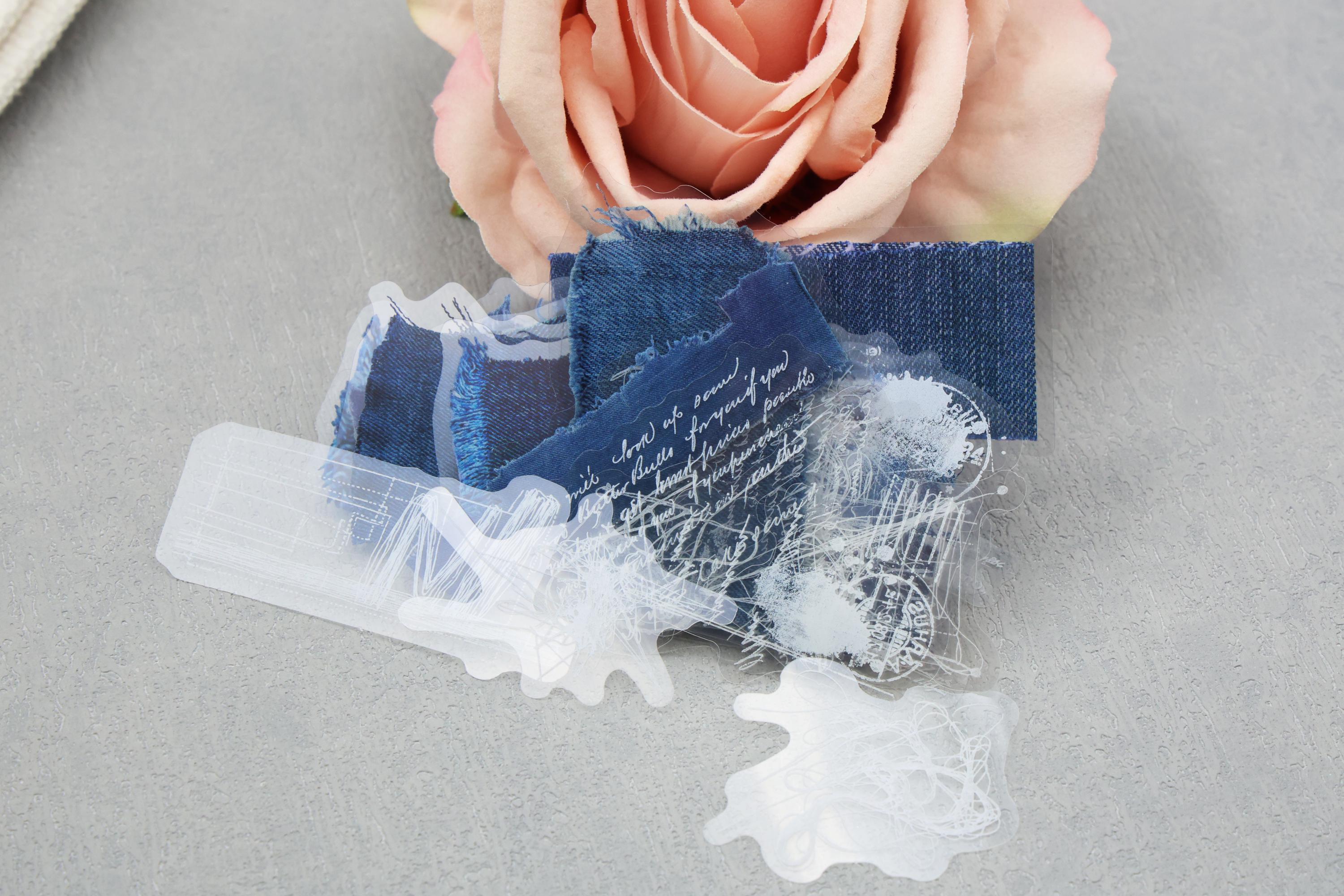 Frayed Fabric Texture Sample Collage PET Stickers | Jeans Torn Piece of ...