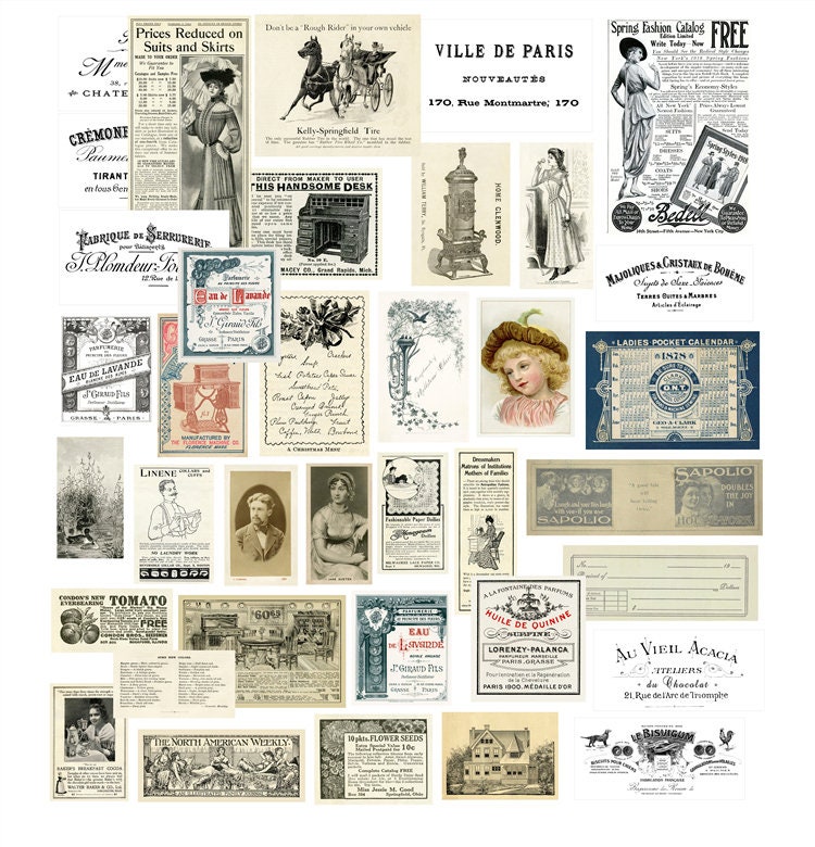 Handmade Coffee Stained Ephemera Paper Set | Vintage Junk Journal Kit ...