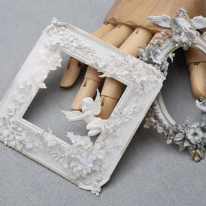 Cartonné cadre sculpté ange | 10 pcs/paquet de cadre photo vintage fleur de vigne frontière carte découpée papier journal indésirable BE-1