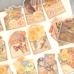 20pcs adesivos de envelope de flores washi | adesivos de borboleta botânica floral de flores, buquê de letras, etiqueta de planta, adesivos temáticos washi Be-2