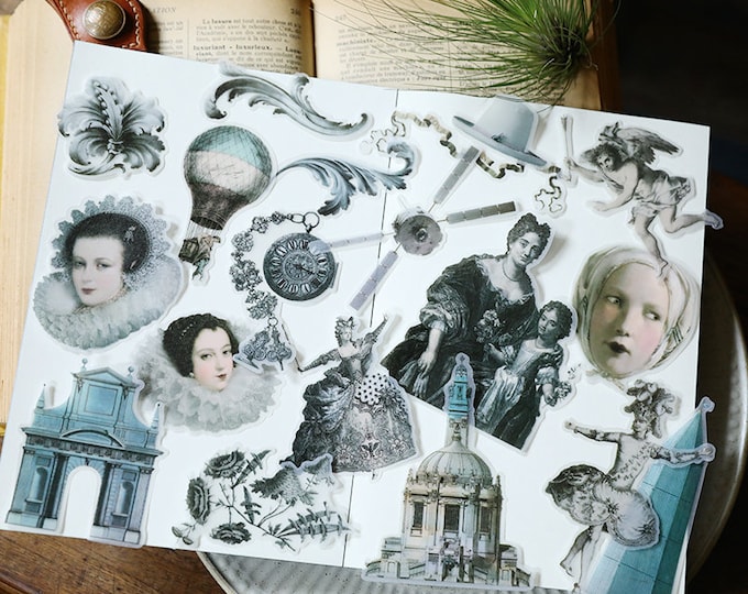 Vintage People Stickers Clear Vellum Sticker Architecture Paper ...