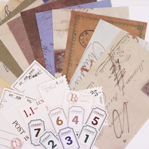 Vintage junk journal kit pack, handwriting various manuscript  hand script letter handwritten paper receipt, vintage ephemera SU-L