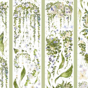 緑の葉の和紙を使用した植物 / ペットテープ | 緑の葉の緑をテーマにした自然植物の緑の葉の花柄テープ フルロール M04