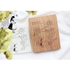 tampons en caoutchouc bois vintage fleur hortensia pluie petite fille tampon cadre fleur. m04 HWS