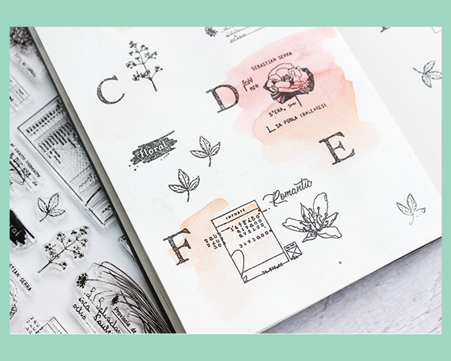 Clear Stamp Set / Clear Stamps / Flower Plant Leaves Branch Receipt ...