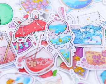 cute bubble watercolor cute design  themed stickers, Die Cut Stickers ML05