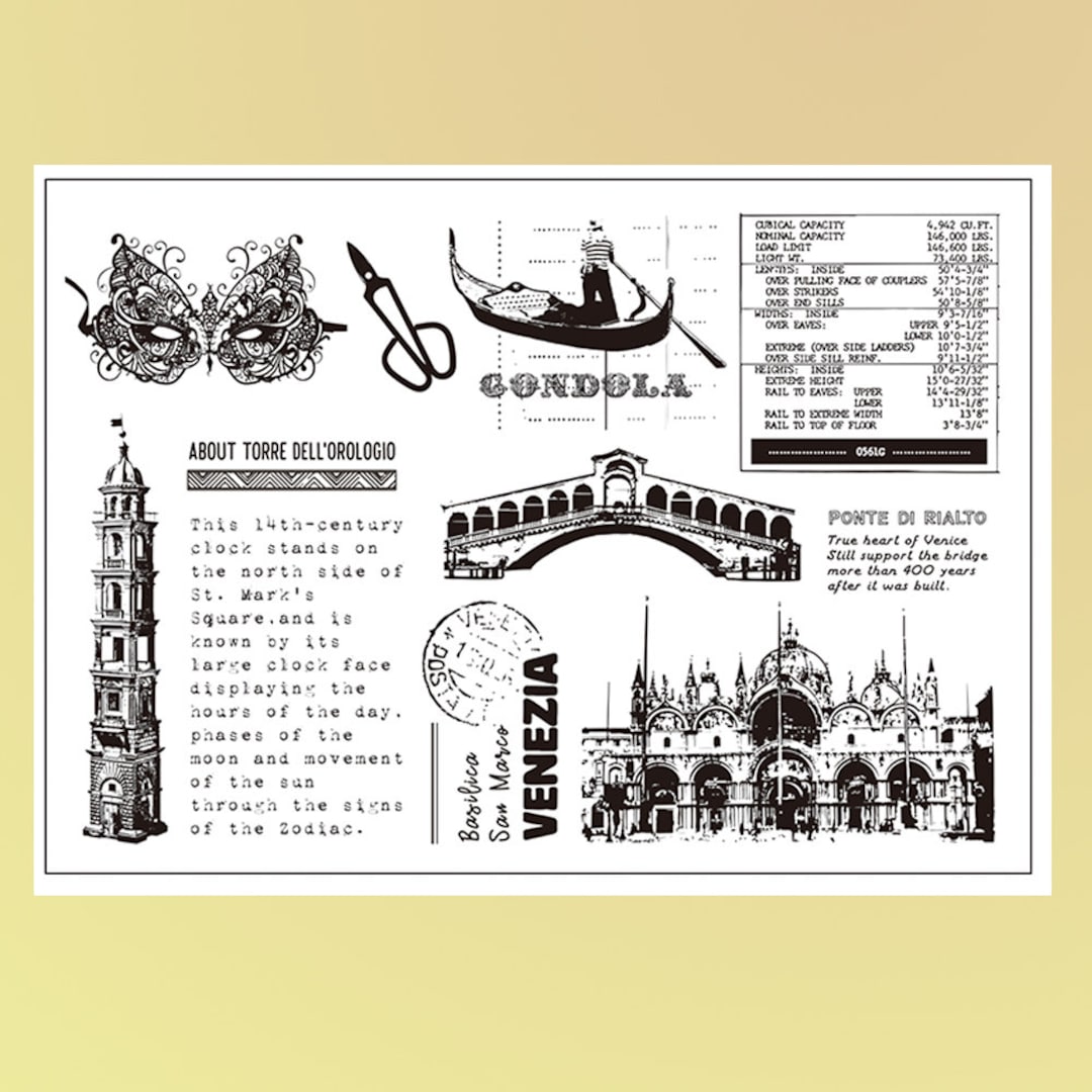 Clear Stamp Set / Clear Stamps venice Themed Transparent Etsy