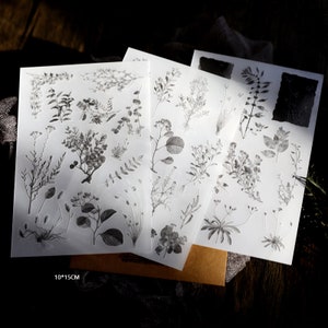 Rub-on Aufkleber | 3 Bögen Aquarell Blumen Blätter Sticker zum Aufbügeln, T03 T03-13
