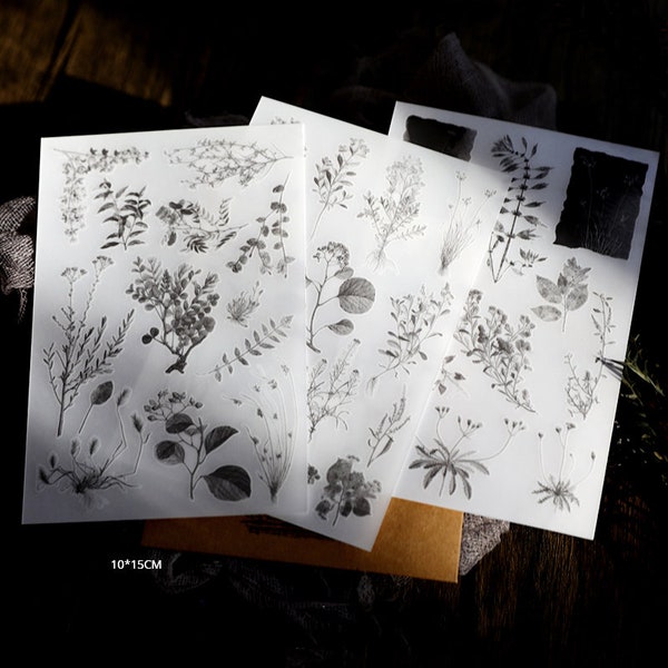 Rub-on stickers  | 3 sheets watercolor wreath flower floral leaves  Rub On Transfer Stickers, T03  T03-13