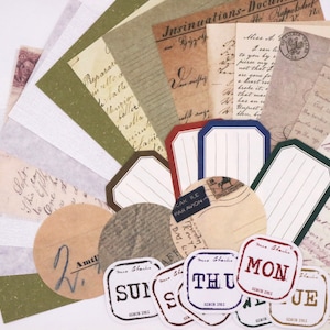 Kit de diário vintage, manuscritos diversos, cartas manuscritas, recibos de papel manuscritos, itens vintage SU-L2