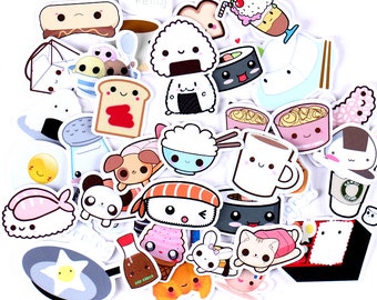 cute food stickers | cute food coffee emoji rice bowl sushi emoji sticker happy themed  mixed Stickers  ML05