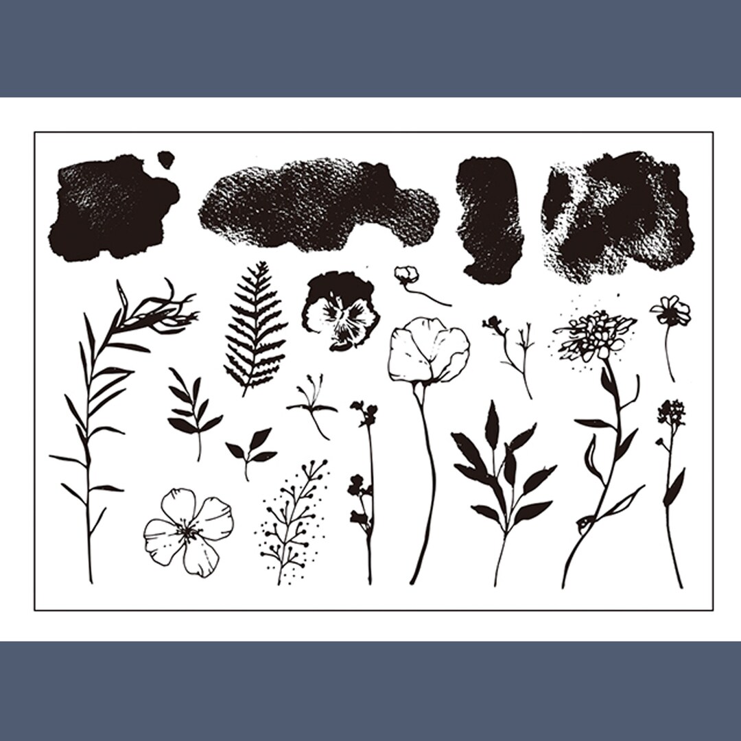 Clear Stamp Set / Clear Stamps / Flower Plant Branches and Leaves ...