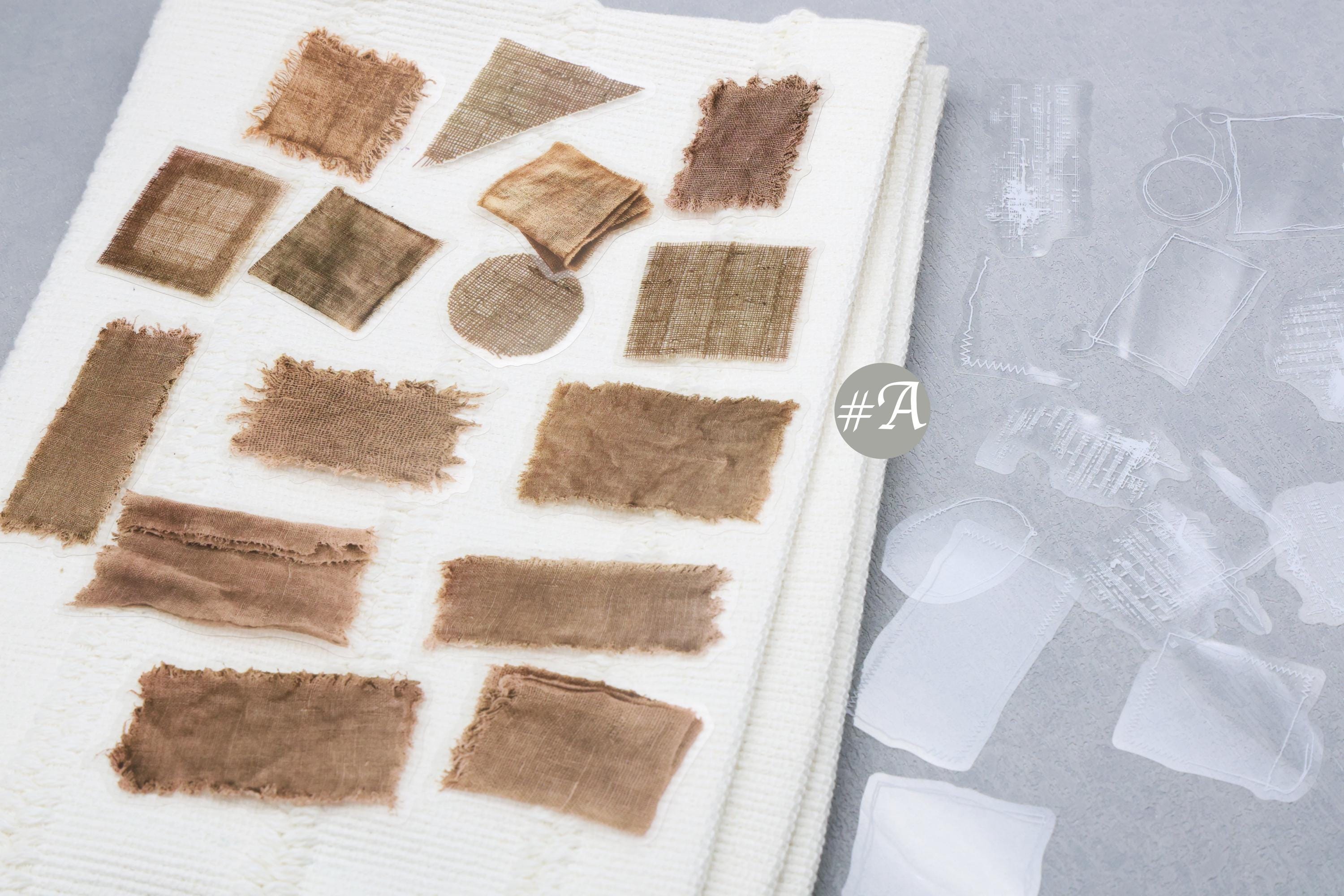 Frayed Fabric Texture Sample Collage PET Stickers | Jeans Torn Piece of ...