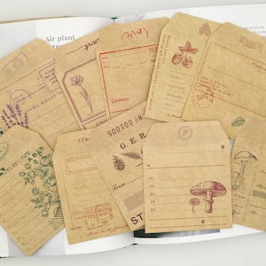 Ensemble de 10 mini-enveloppes kraft, petite enveloppe vintage végétale, mini-enveloppe kraft variée