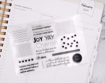 clear Stamp Set / Clear Stamps / dot line  words geometric circle basic Symbols Transparent Stamp M04 S10 sale09