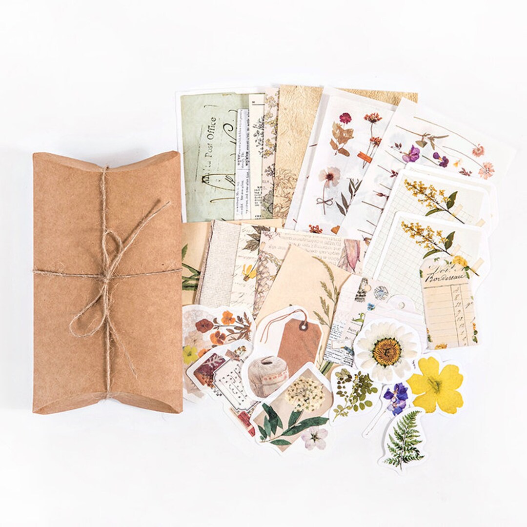 Flower Specimen Junk Journal Kit Pack, Various Plant Paper Flower Paper ...