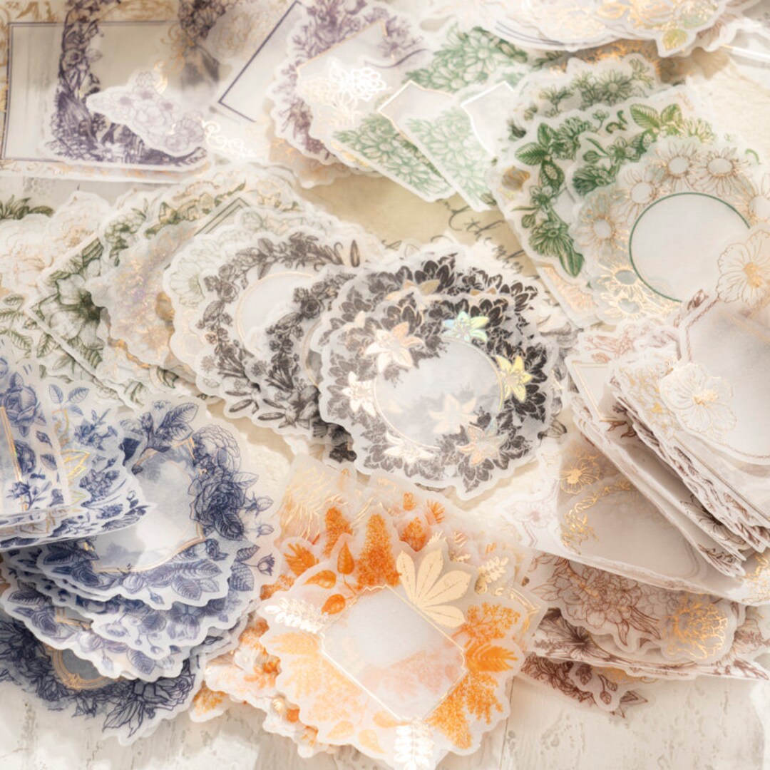 Collage Frame Stickers | Vellum Stickers Flower Plant Flower Leaves ...