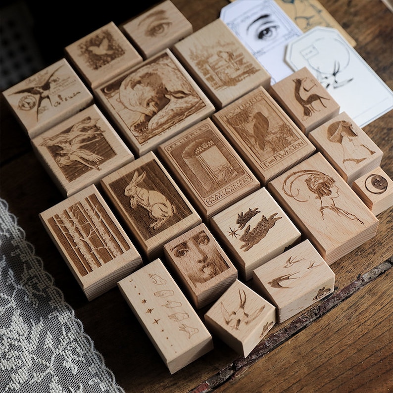 Rustic Stamps Beautiful Side Face Women Lady Stamps Wooden Stamps Stamp for Junk ...
