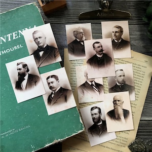 Vintage herenkaarten | kortstondige kaart collage oud vintage mannen portret schilderstijl wit mat kaarten Y06