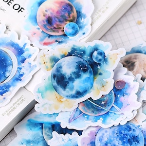 Planet galaxy sticker｜watercolor SNebula/Star/galaxy Decorative Stickers, Die Cut Stickers,  ML05