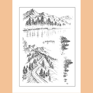 Set di timbri trasparenti / Timbri trasparenti / Alpinismo avventura campeggio montagna sport all'aria aperta Timbro trasparente s33